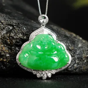 Natural Jade Pendant Jadeite Gold Buddha Pendant PT29