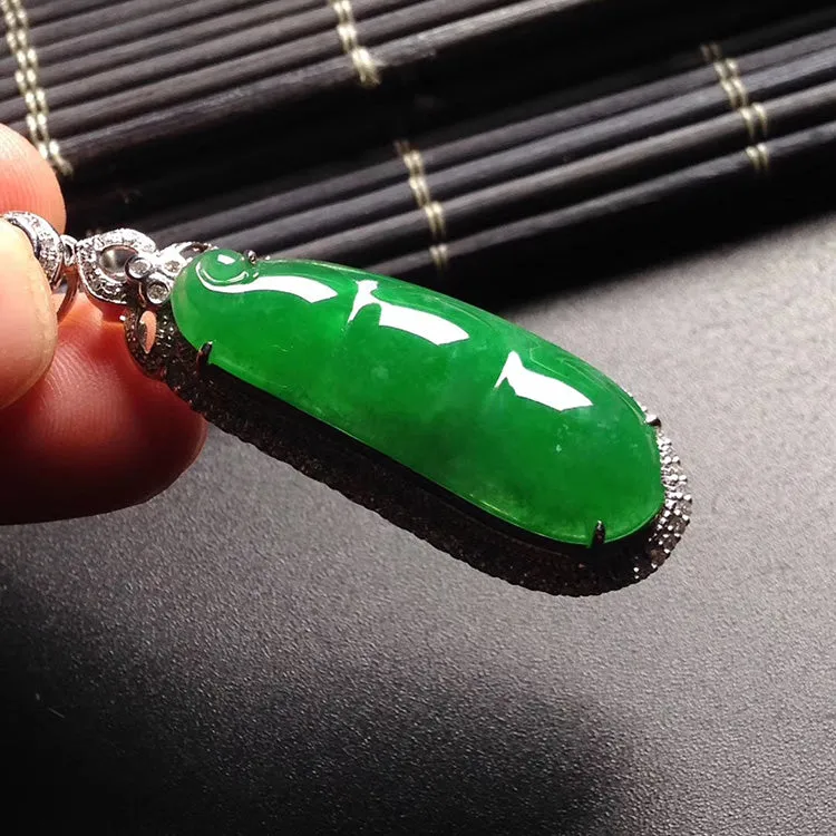 Natural Jade Pendant Jadeite Gold Pendant PT374