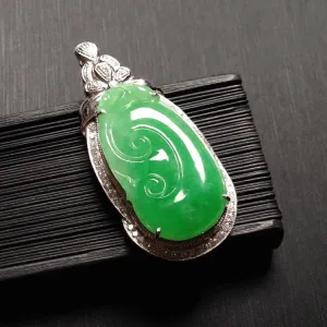 Natural Jade Pendant Jadeite Gold Ruyi Pendant PT450