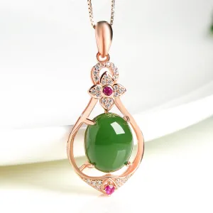 Natural Jade Pendant Nephrite Silver Pendant PT180