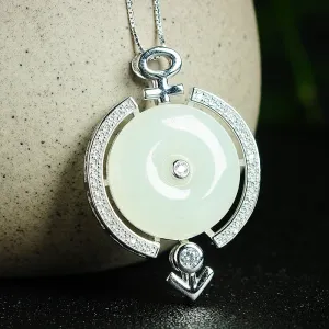 Natural Jade Pendant Nephrite Silver Pendant PT182