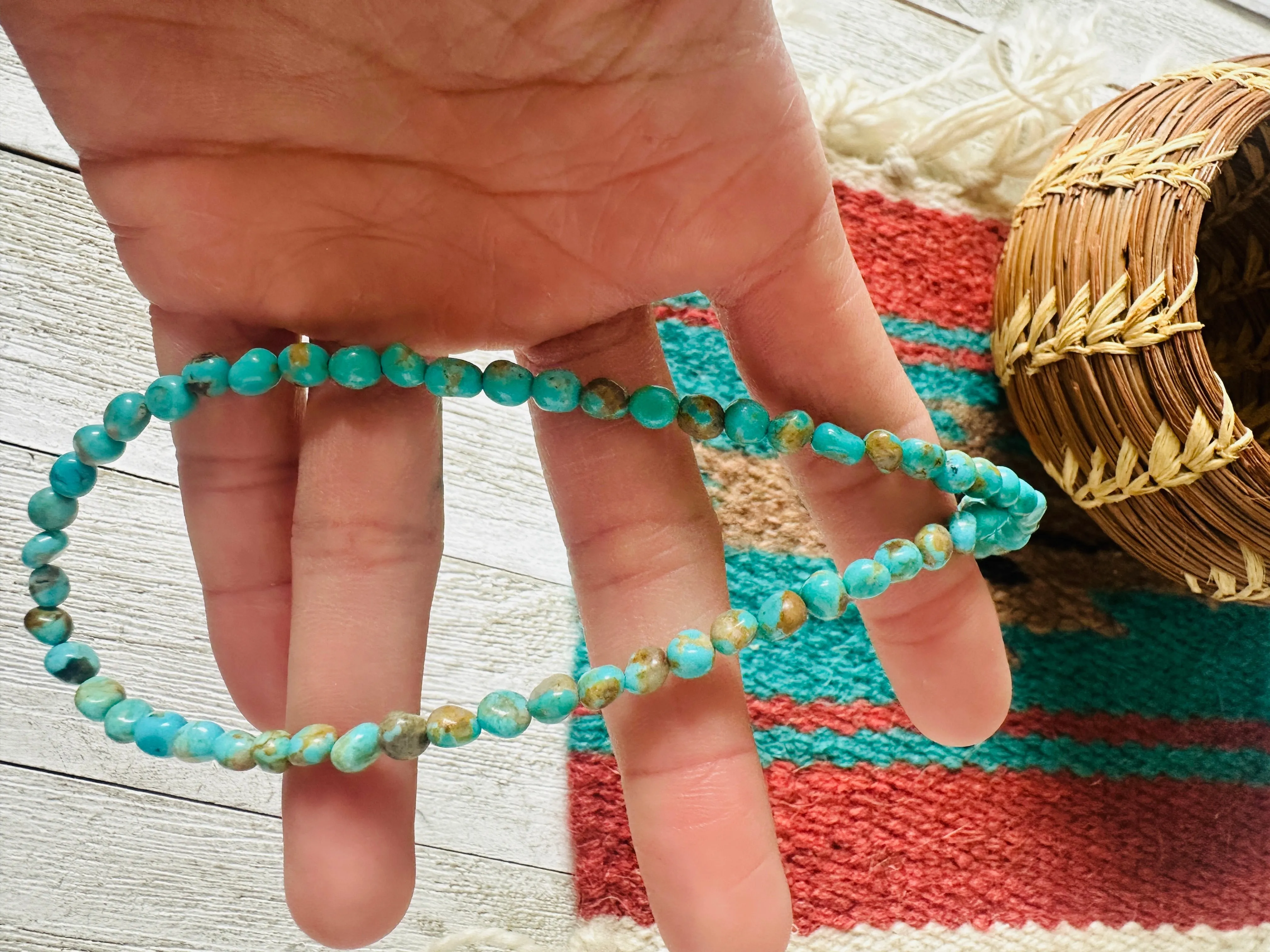 Navajo Turquoise & Sterling Silver Beaded Necklace