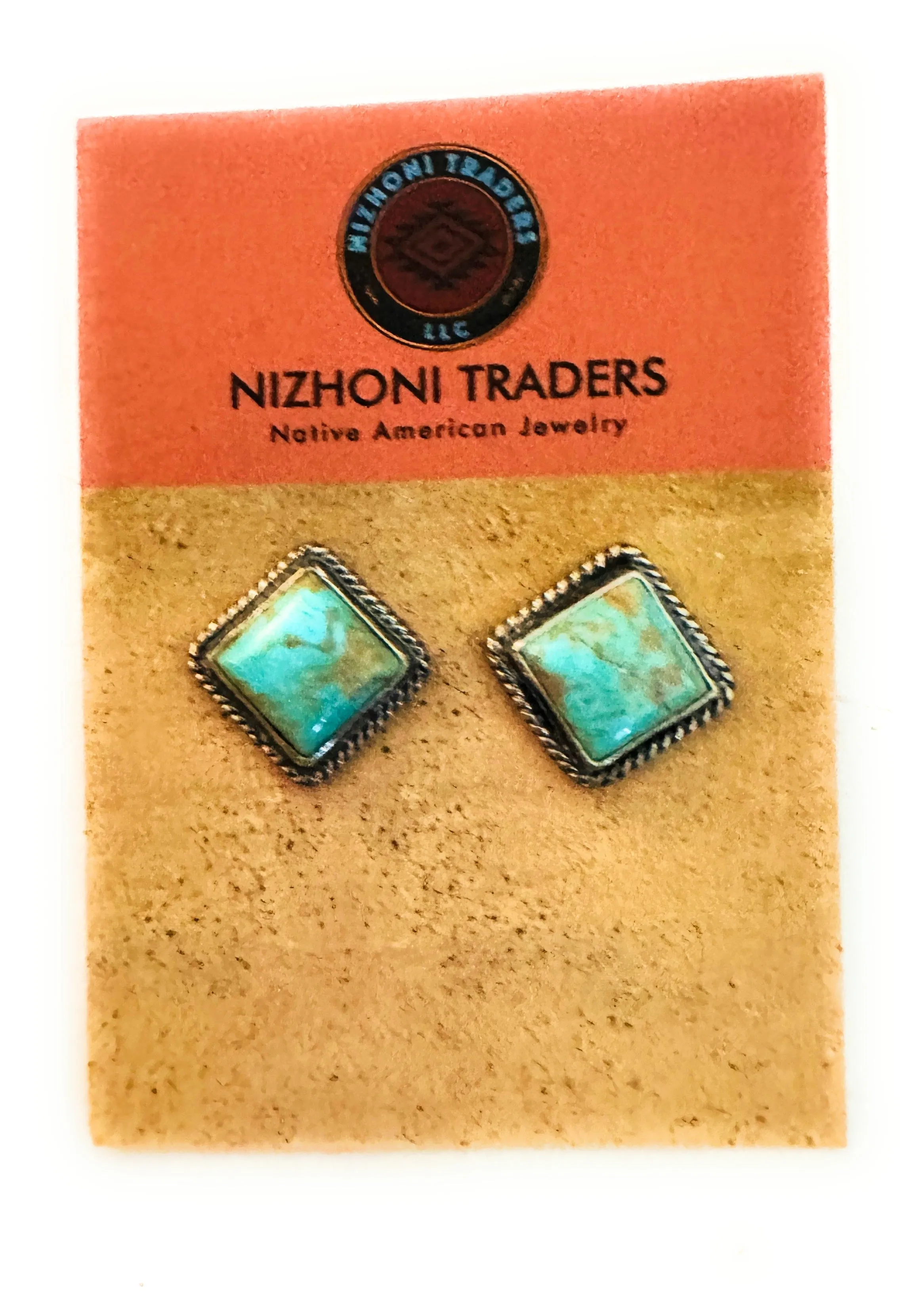 Navajo Turquoise and Sterling Silver Square Stud Earrings