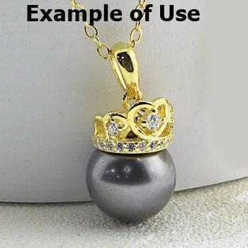 Necklace Pendant Blank Setting Crown Charm 10x20mm Sterling Silver Gold Fine 925 For One Pearl Prong DIY Jewelry Finding Wholesale 1pc