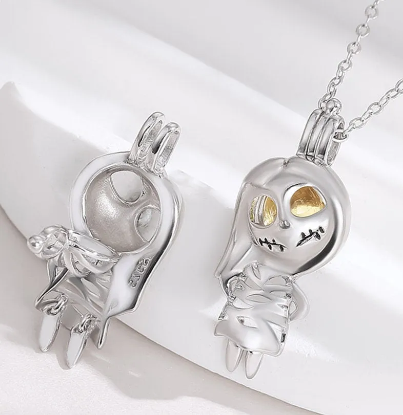 Necklace Pendant Blank Setting Halloween Charm 12x29mm Sterling Silver Fine 925 For One Bead No Prong DIY Jewelry Finding Wholesale 1pc