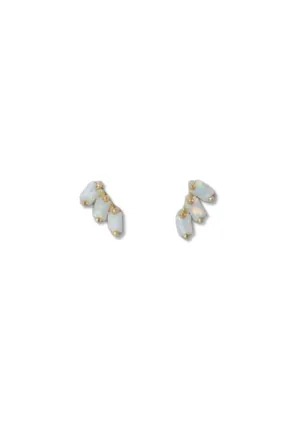 Opal Offset Trio Stack Post Earrings