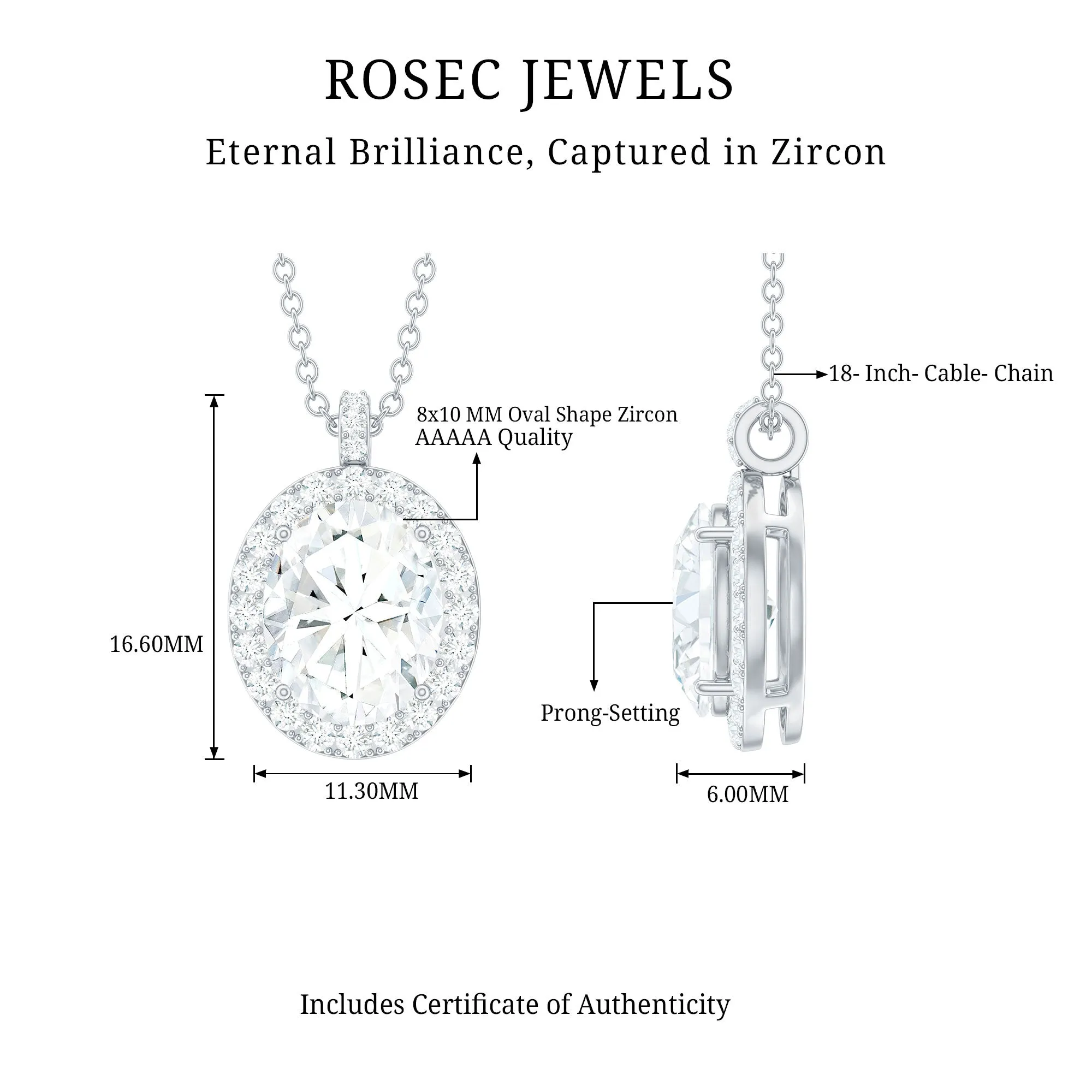 Oval Simulated Diamond Cocktail Halo Pendant