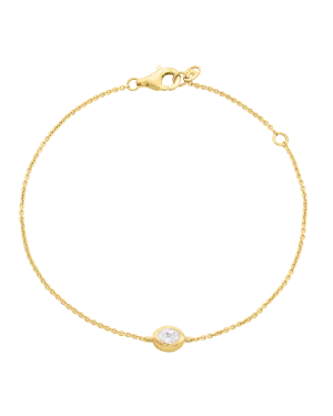 Oval Solitaire Diamond Bracelet - 18K Gold Vermeil