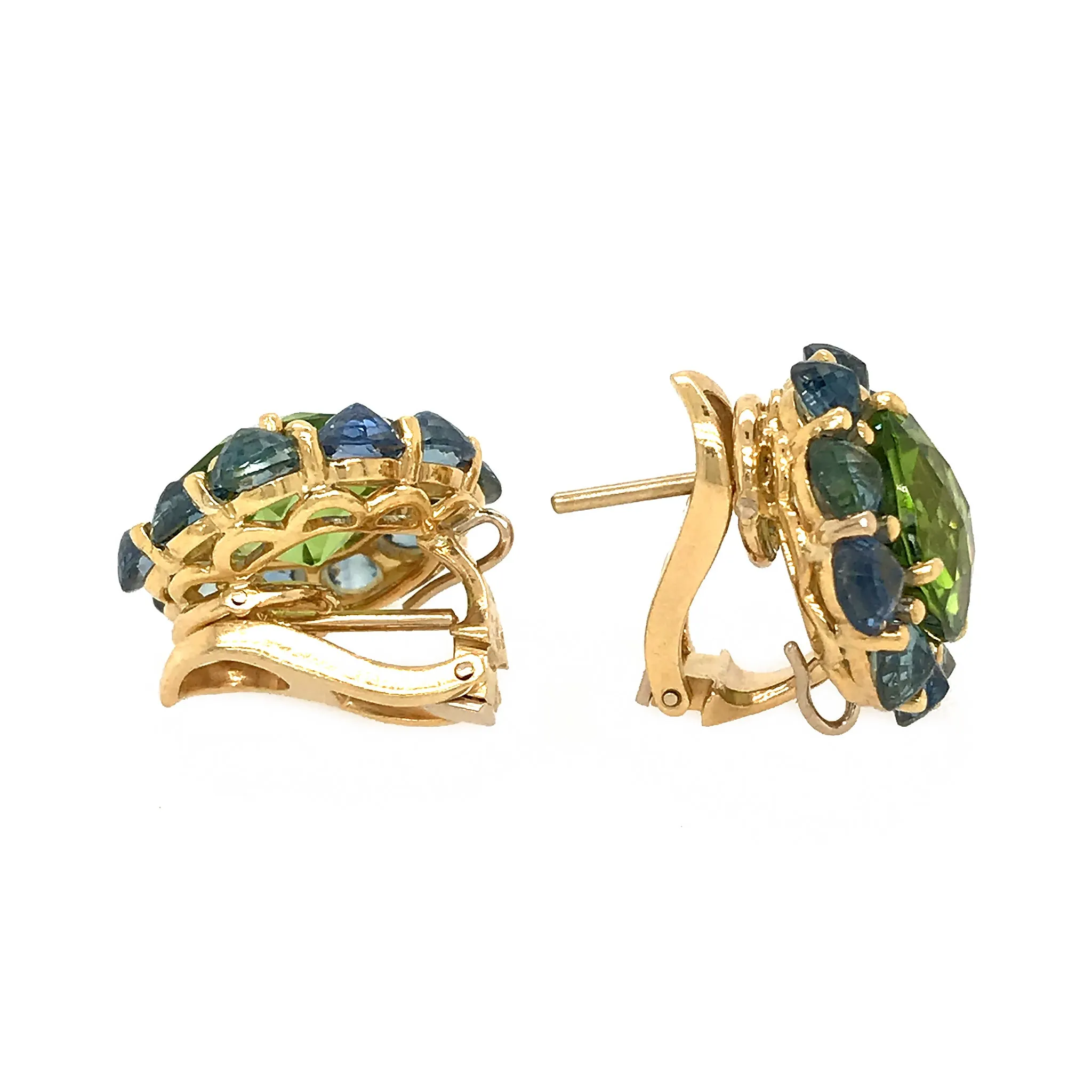 Paolo Costagli 18k Yellow Gold Peridot and Sapphire Earrings