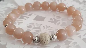 Peach Moonstone Bracelet-AA Grade