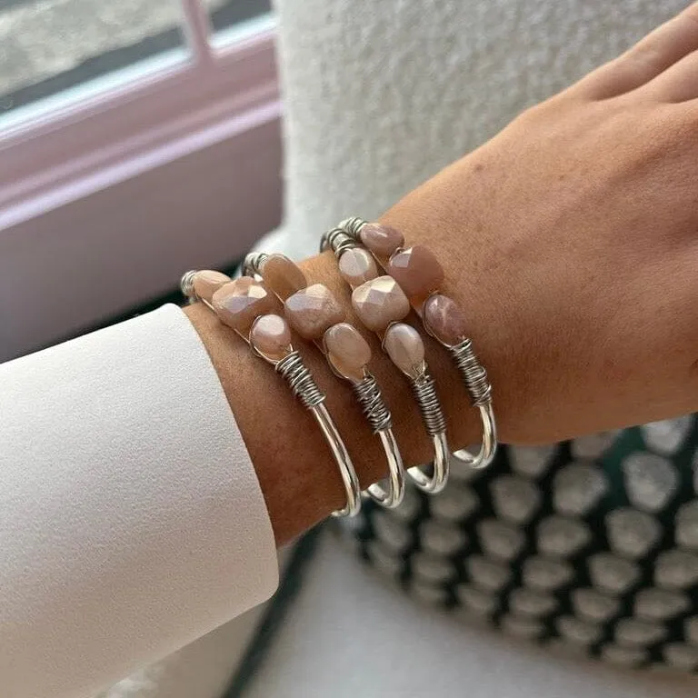 Peach Moonstone Cuff: The Georgia (Silver)