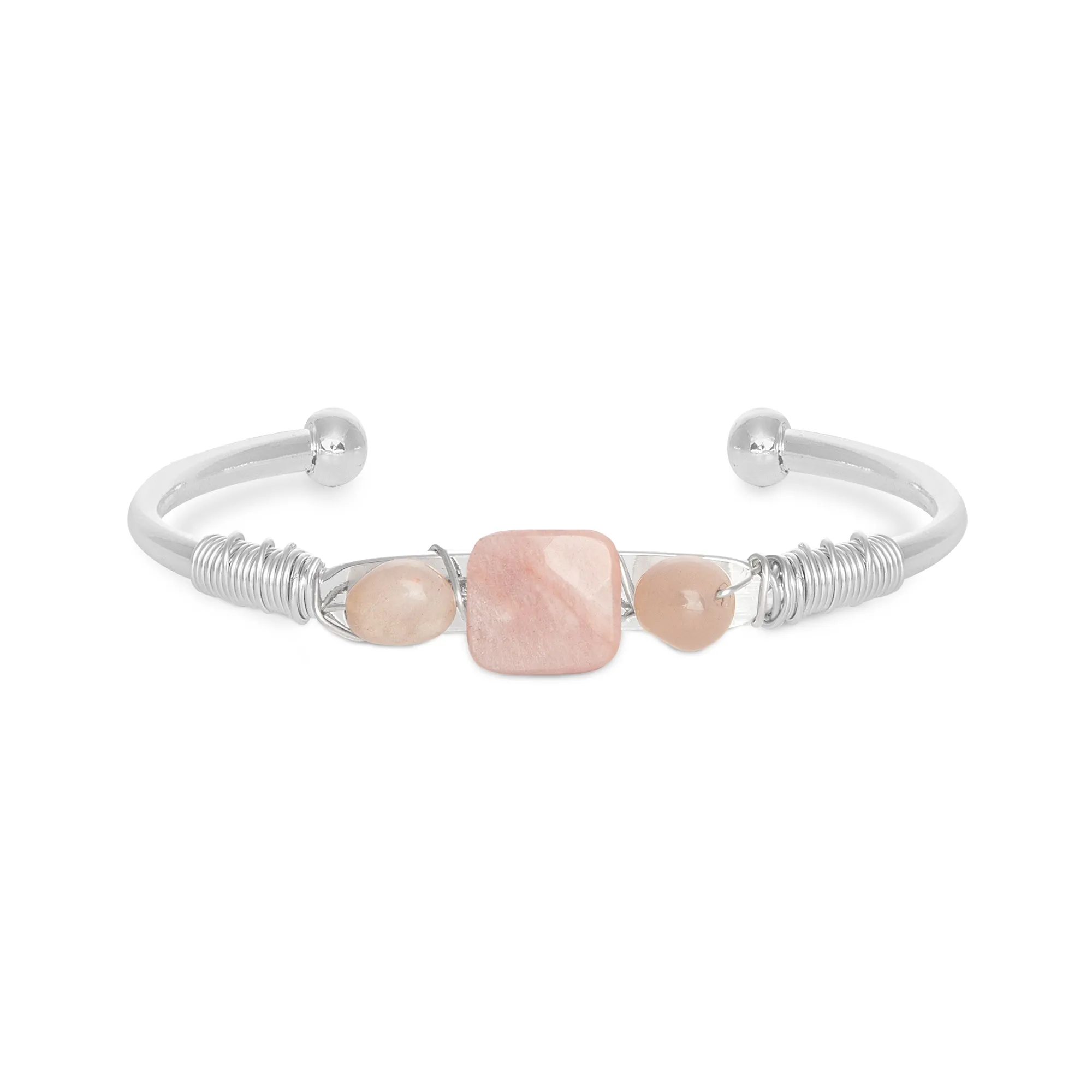 Peach Moonstone Cuff: The Georgia (Silver)