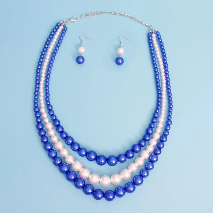 Pearl Necklace Color 3 Strand for Women