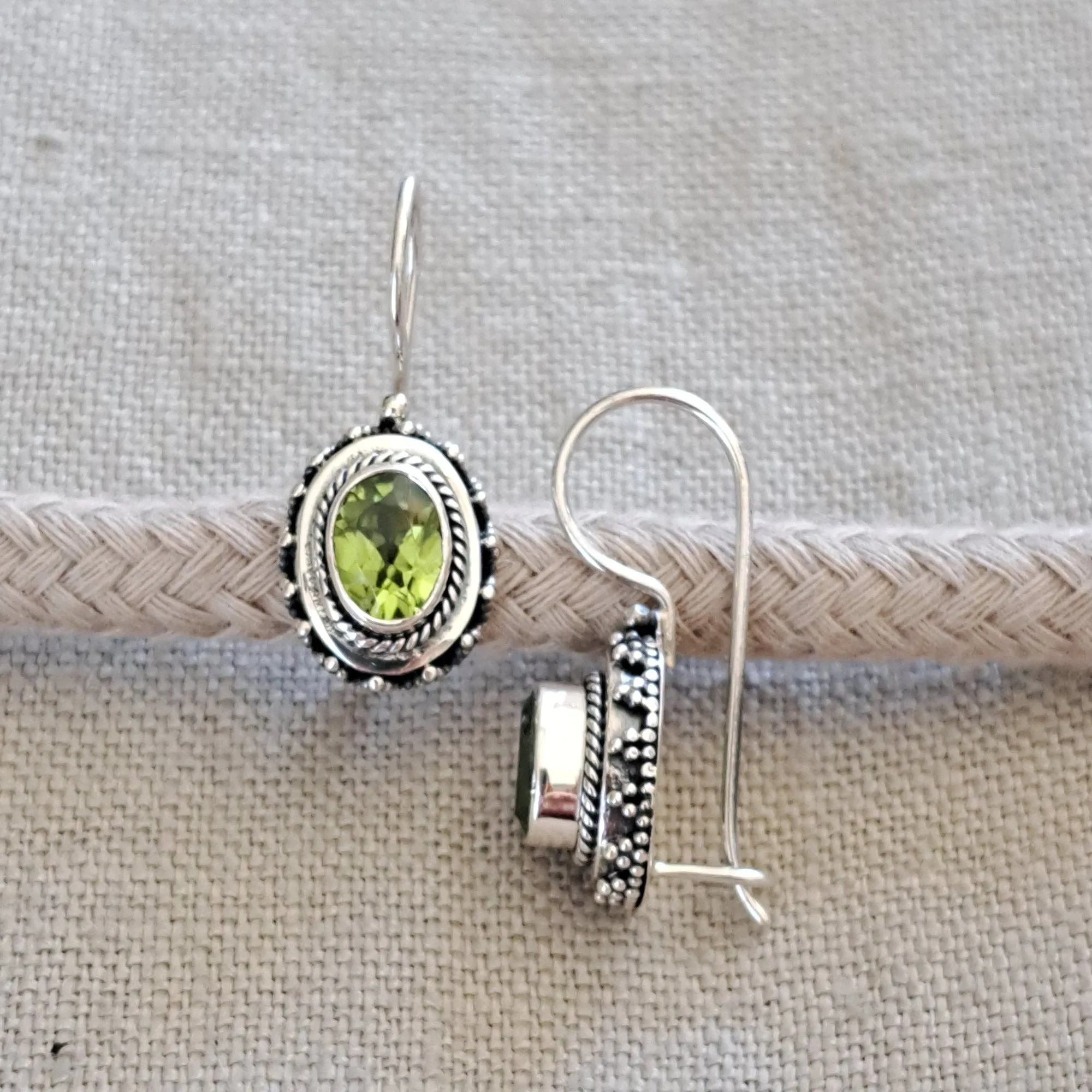 Peridot .925 Sterling Silver Classic Bali Earrings