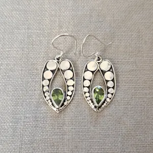 Peridot .925 Sterling Silver Modern Drop Earrings from Bali