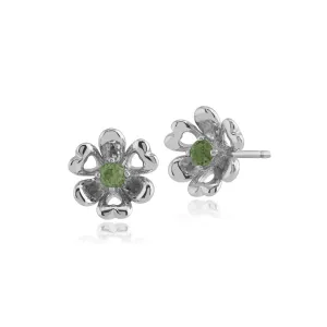 Peridot Blumen Ohrstecker in Sterling Silber