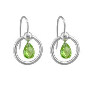 Peridot Briolette Earrings in Sterling Silver