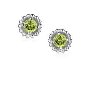 Peridot Silver Birthstone Earrings - Aug