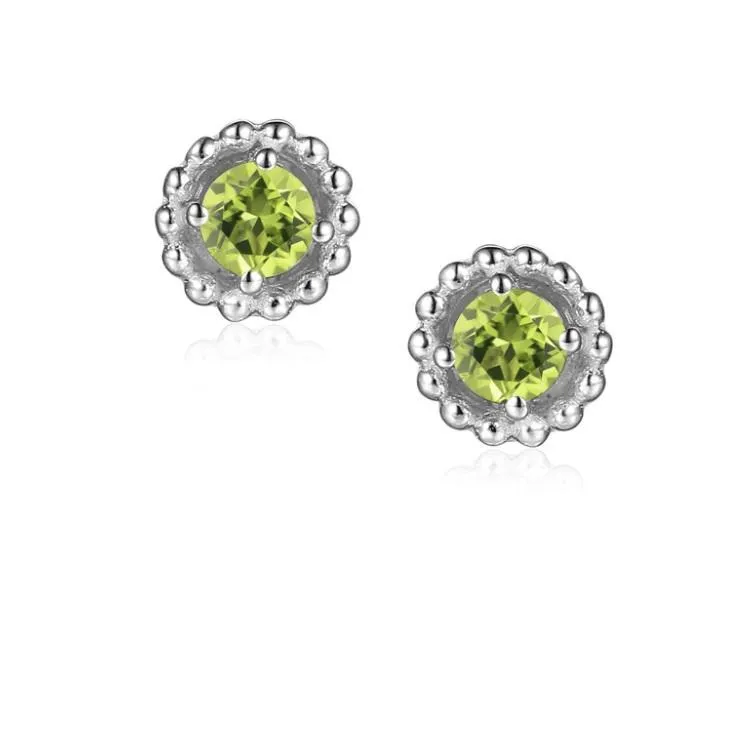 Peridot Silver Birthstone Earrings - Aug