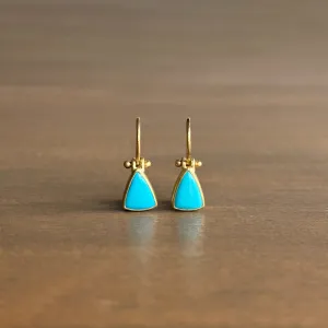 Petite Sleeping Beauty Turquoise Triangle Earrings with Clasps