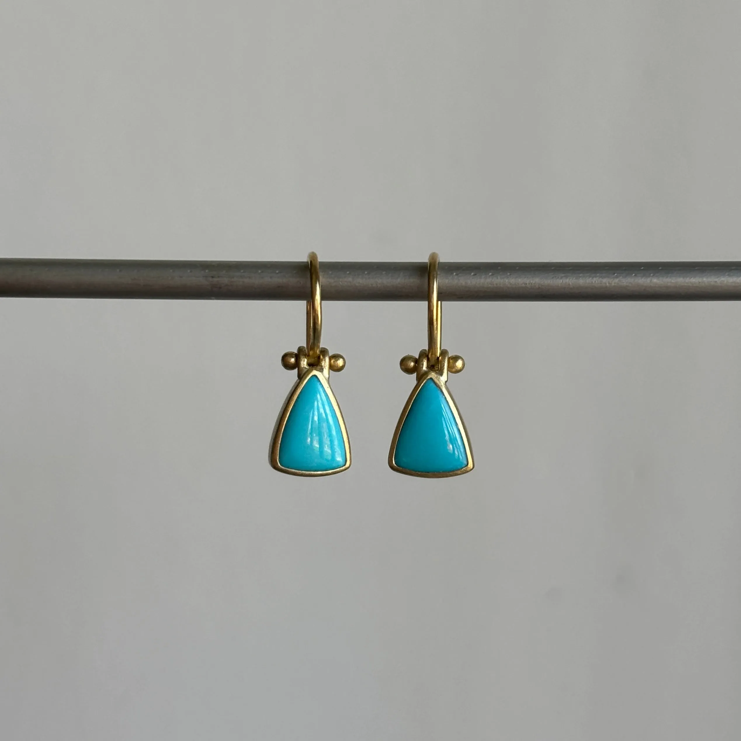 Petite Sleeping Beauty Turquoise Triangle Earrings with Clasps