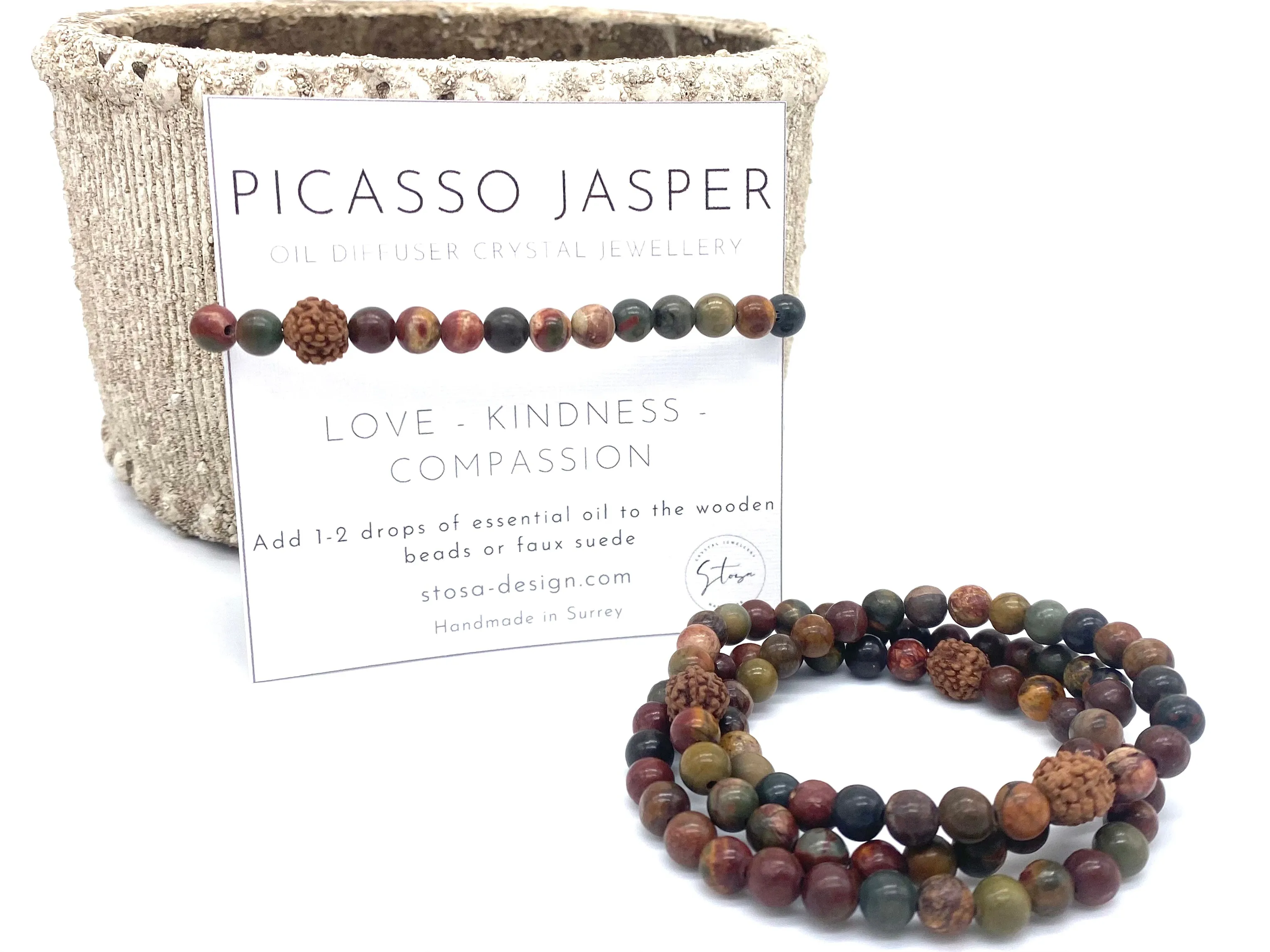 Picasso Jasper Crystal Diffuser Bracelet