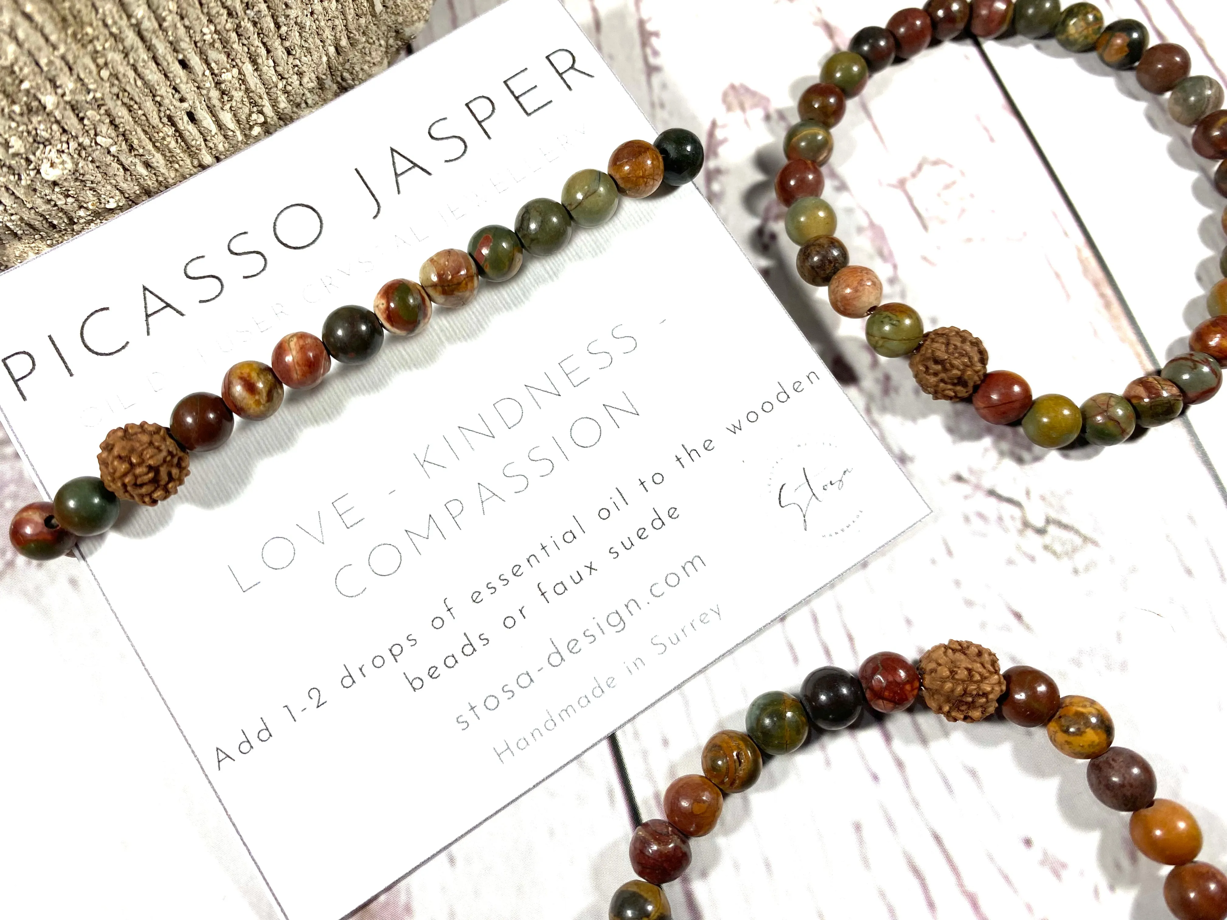 Picasso Jasper Crystal Diffuser Bracelet