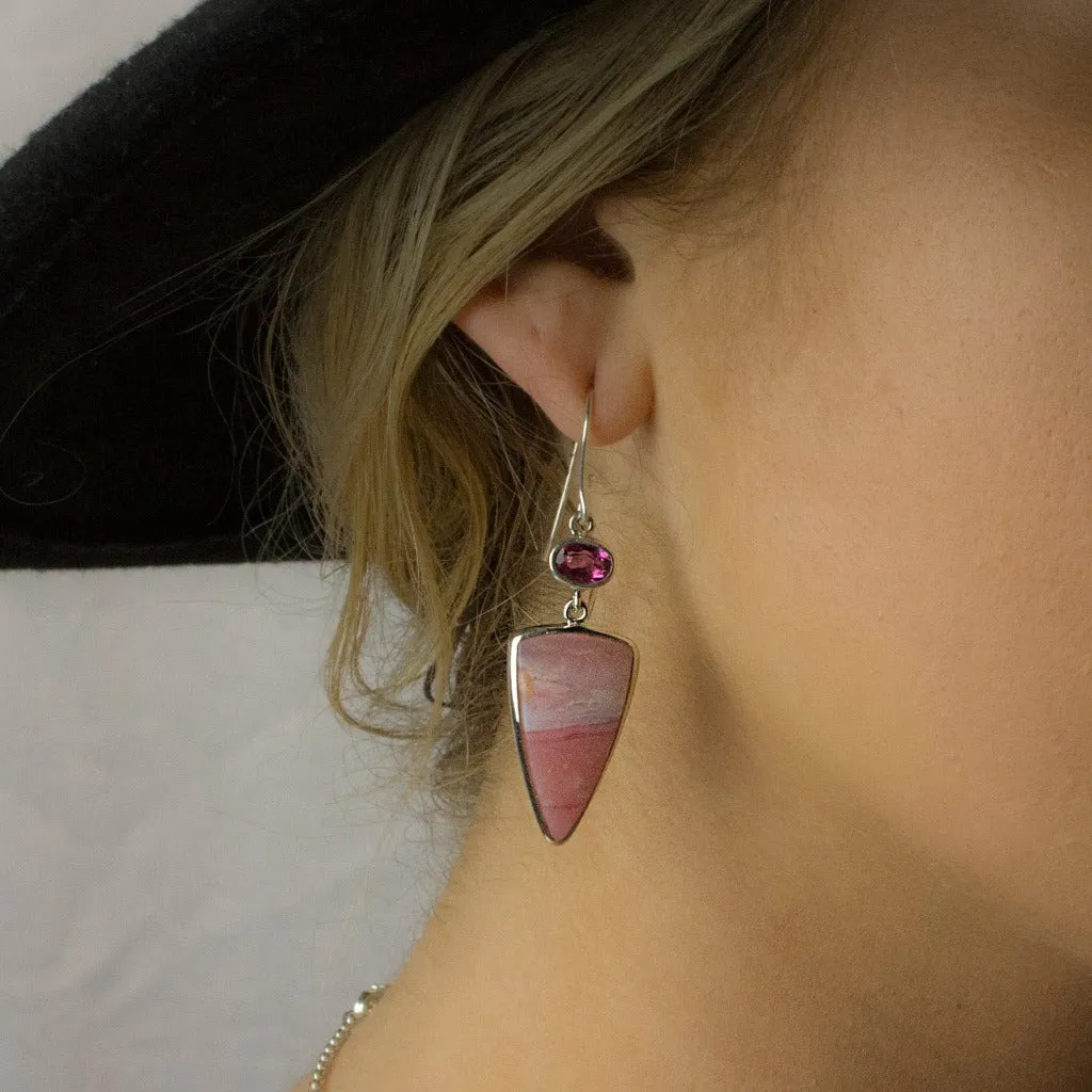 Pink Opal & Pink Tourmaline Drop Earrings