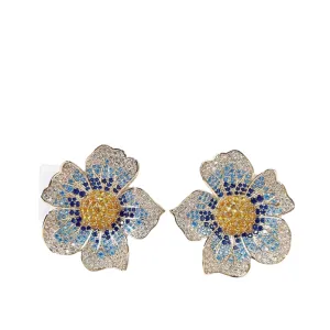 Pre Order:  Micro Inlaid Zircon Large Flower Earrings