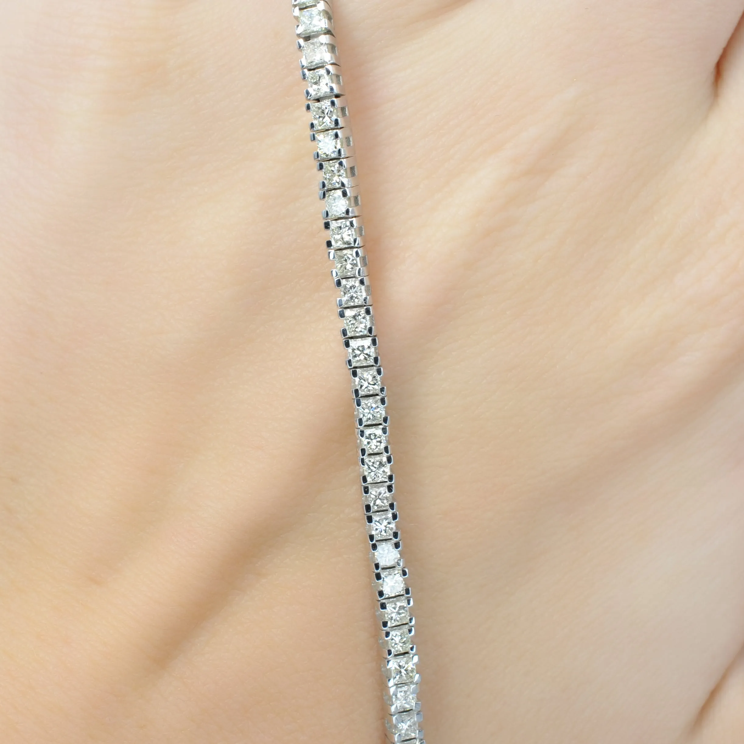 Premium 4.00 CT Princess Cut Diamond Bracelet in 18KT White Gold