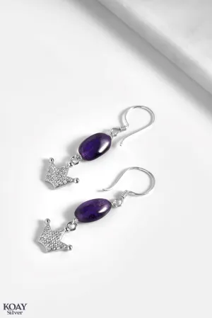 Purple crown Earring