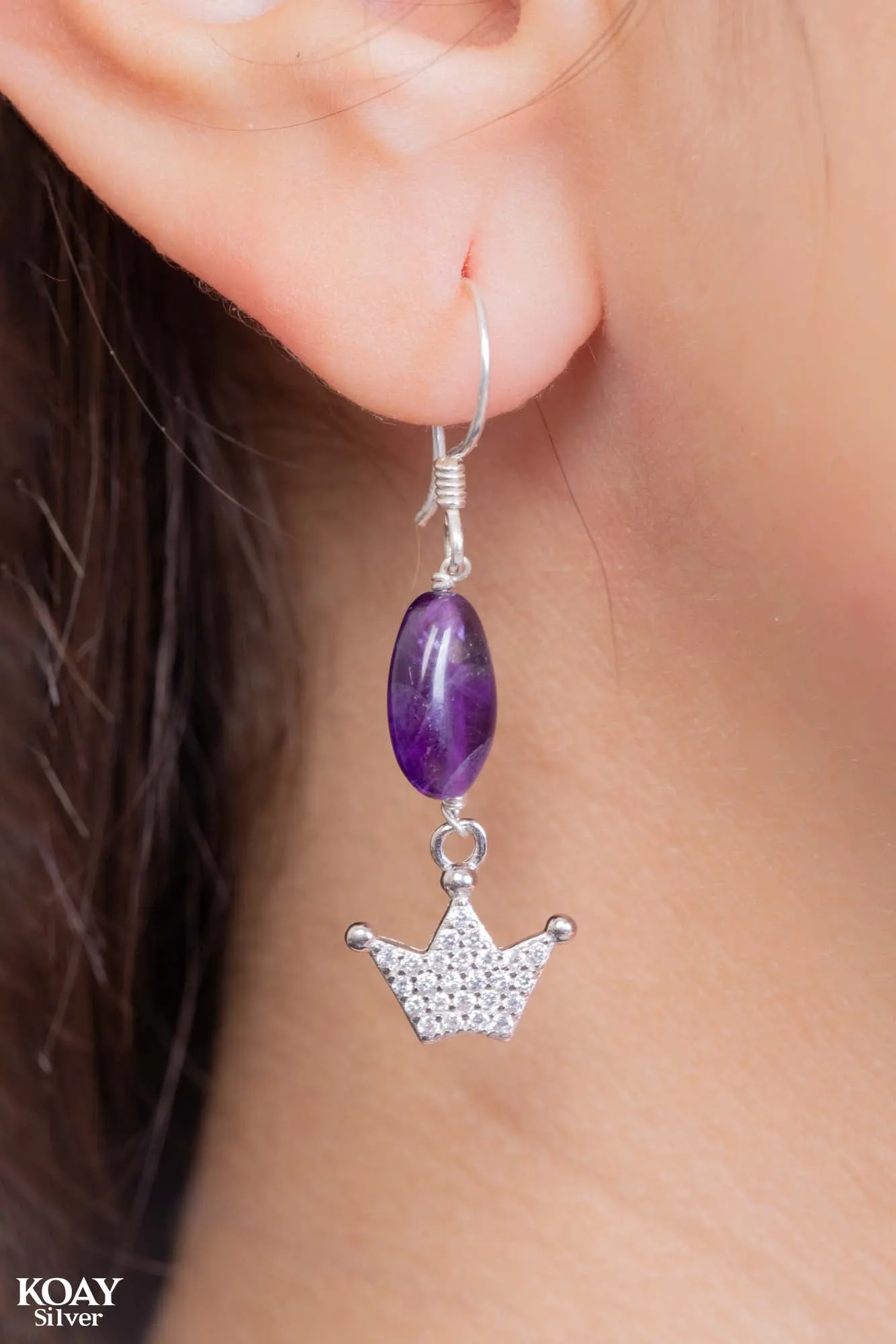 Purple crown Earring