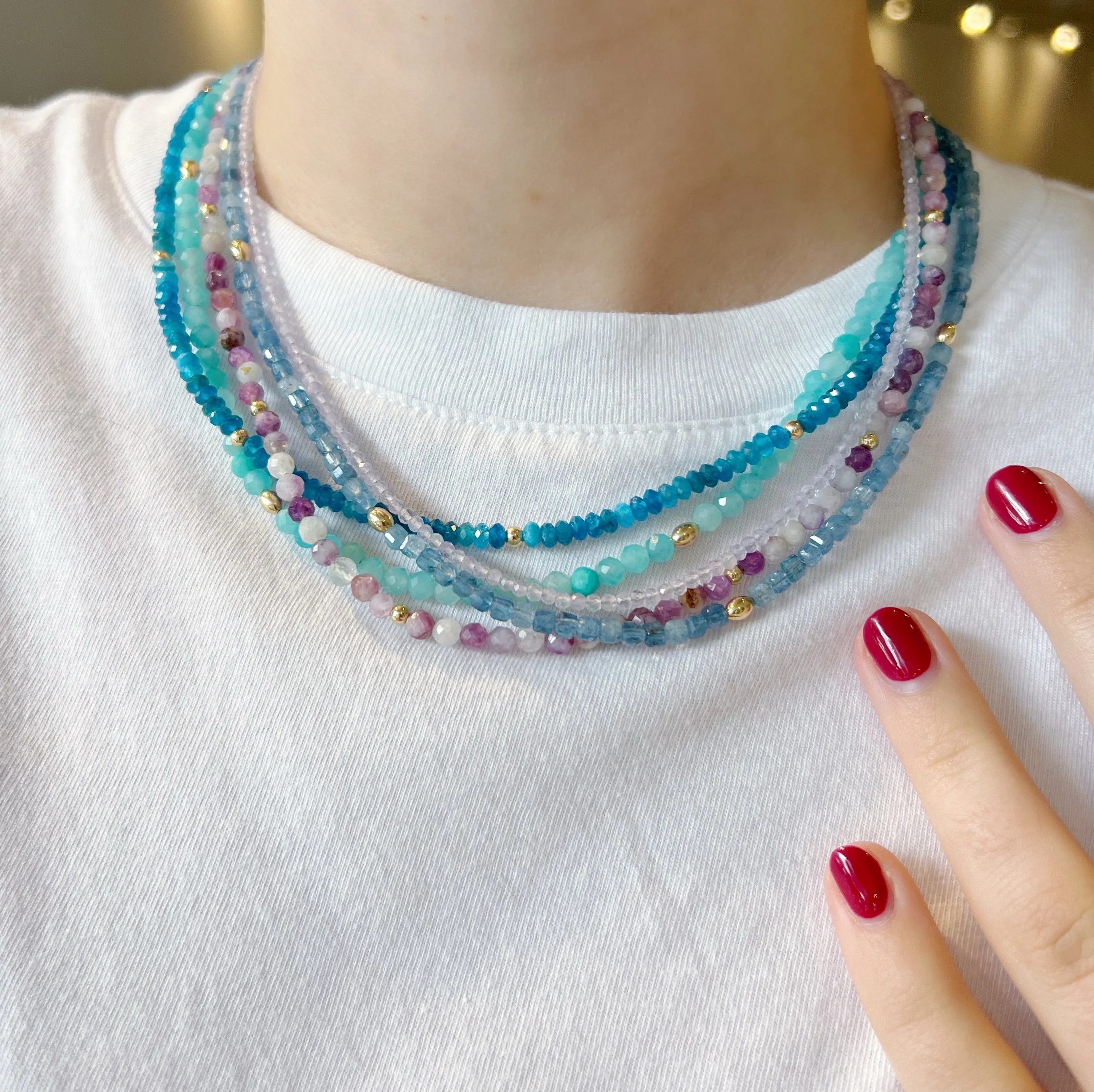 Purple Mica Beaded Necklace