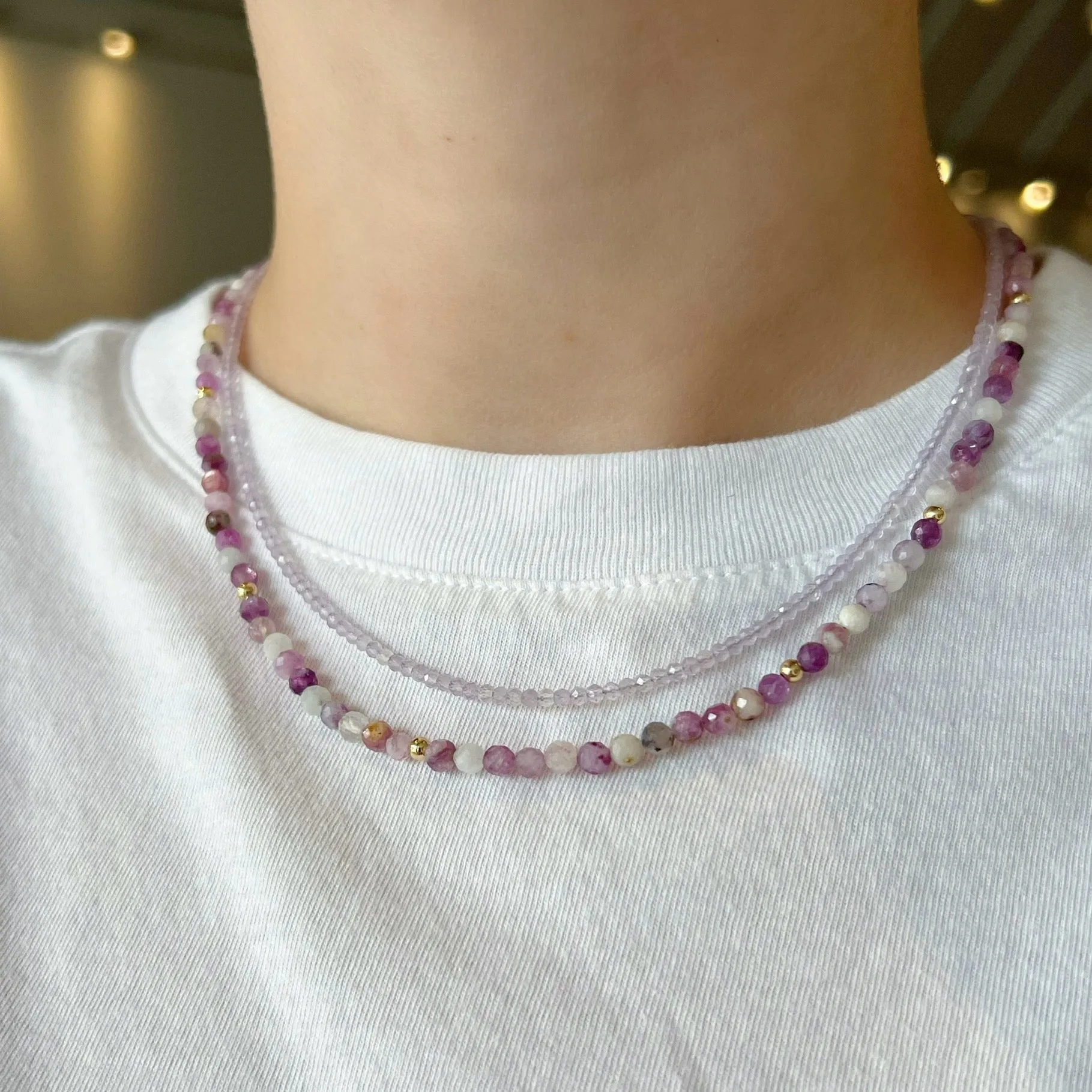 Purple Mica Beaded Necklace