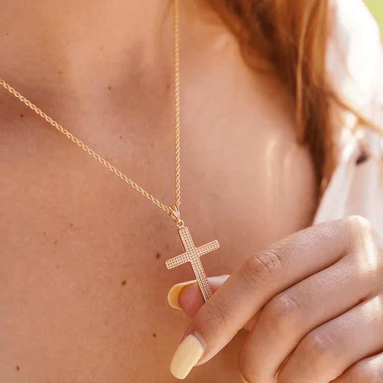 Real Gold Big Cross Pendant 7701 P 1673