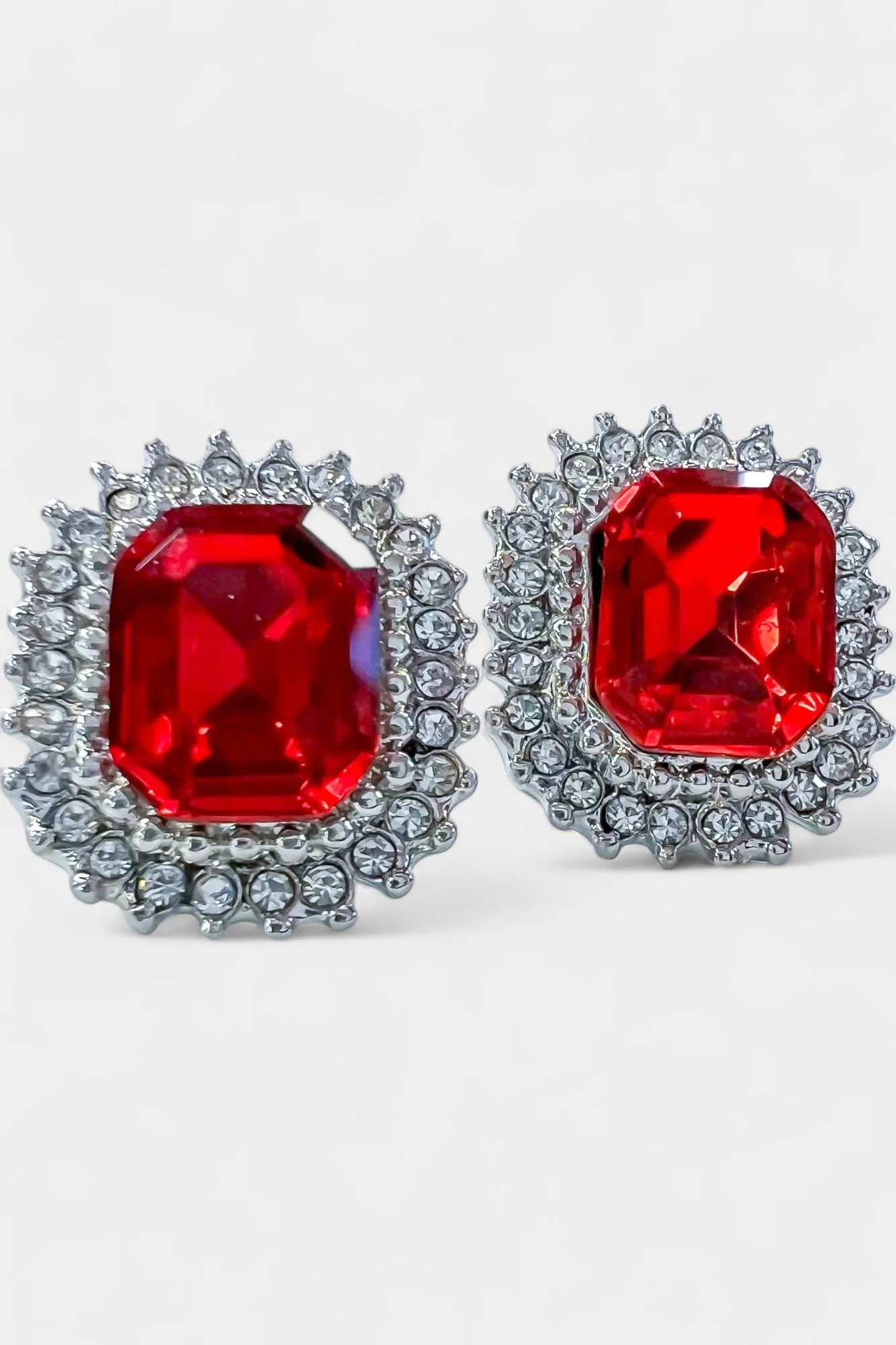 Red Rhinestone Stud Earrings