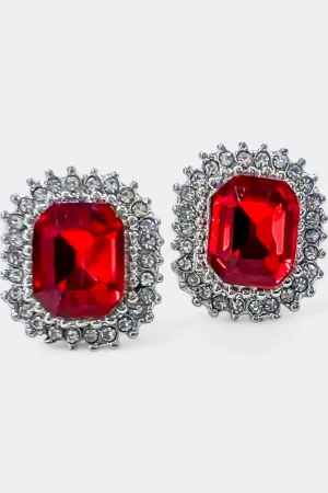 Red Rhinestone Stud Earrings