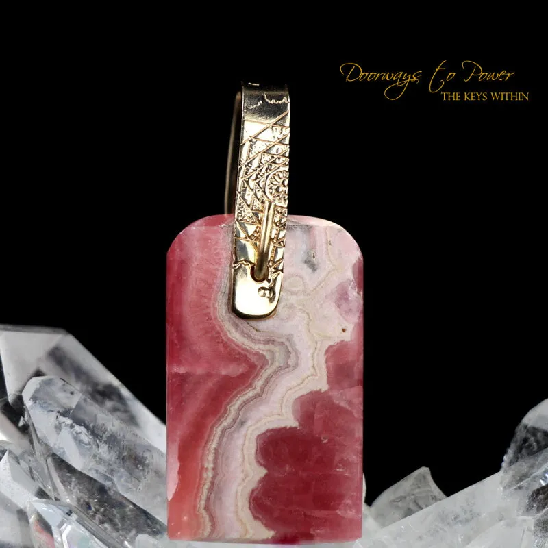 Rhodochrosite Light Language Pendant 14k