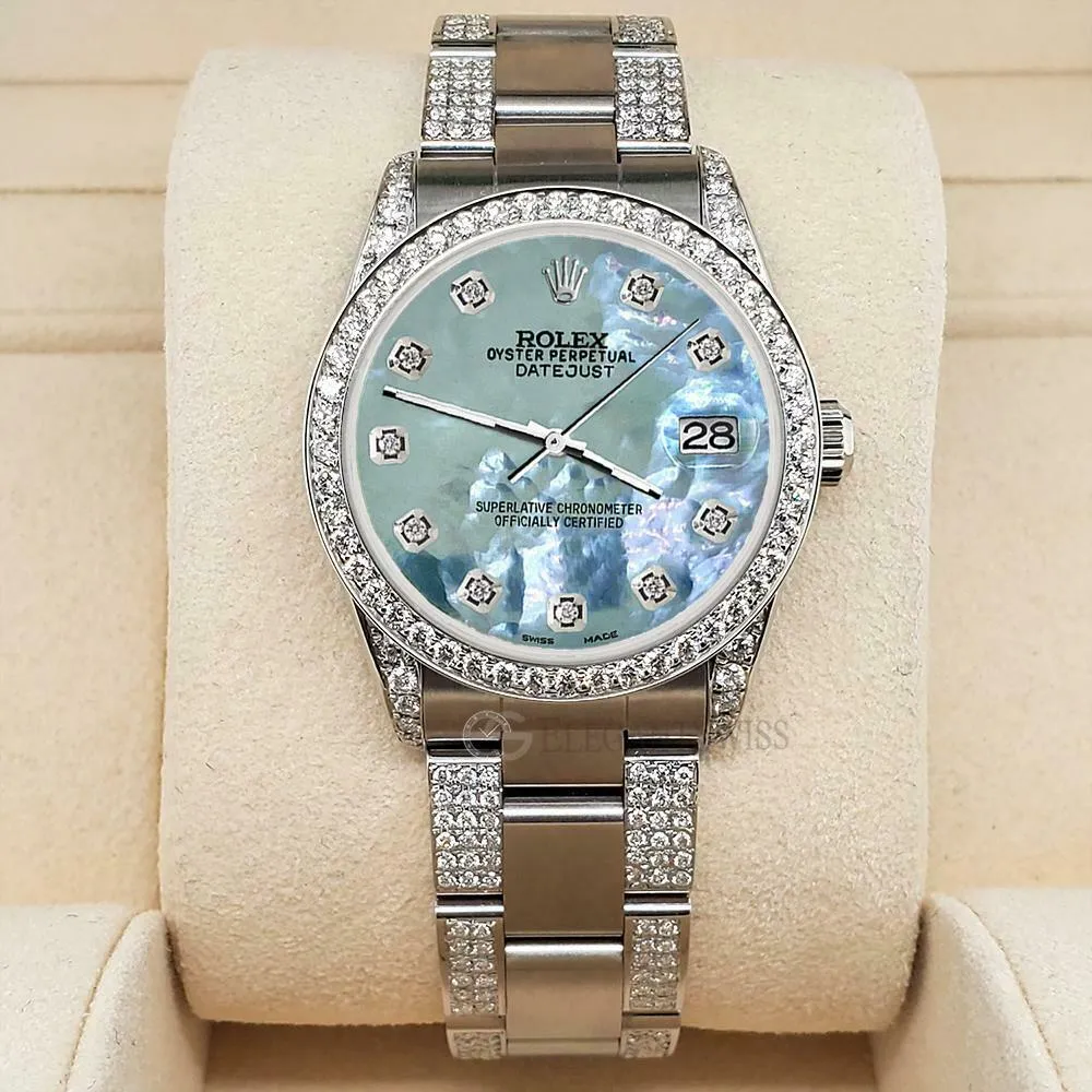 Rolex Datejust 31mm 3.5ct Diamond Bezel/Lugs/Bracelet/Tahitian Blue Dial Watch TFJ-142508813