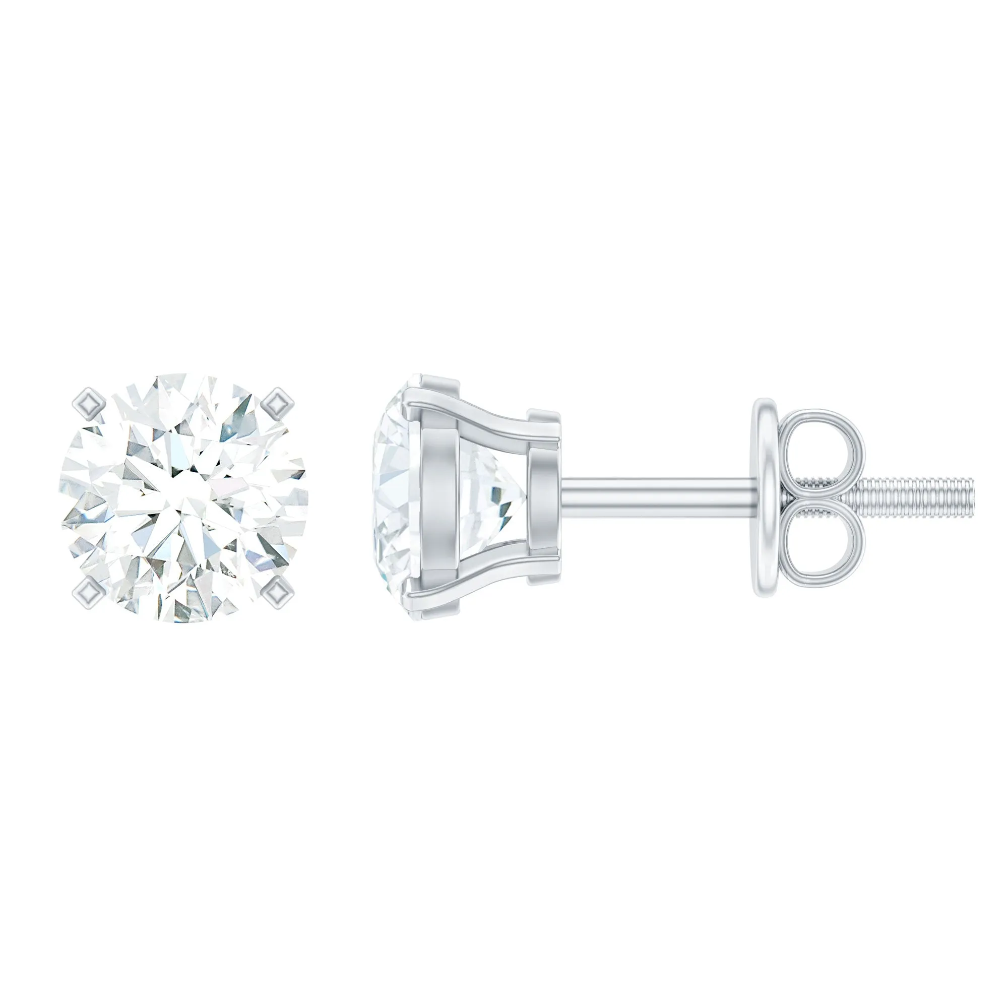 Round Lab Grown Diamond Solitaire Stud Earrings