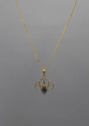 Shiny Moonstone inlaid Gold Plated Lotus Pendant