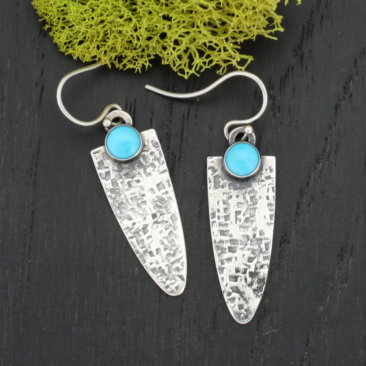 Silver and Turquoise Earrings - RAW Texture