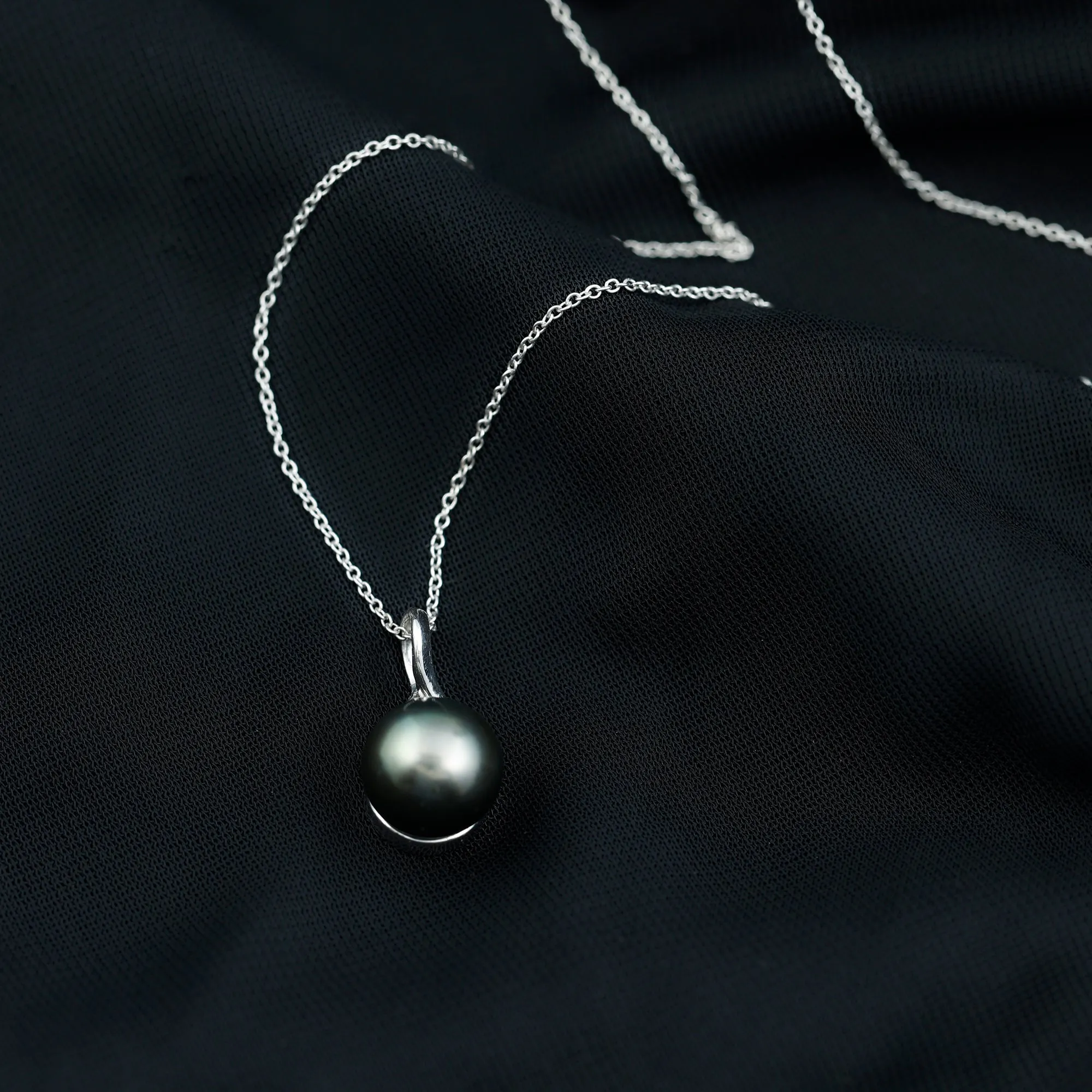 Simple Solitaire Tahitian Pearl Infinity Pendant