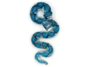 Sky Blue Gold and Clear Spiral Glass Snake Pendant