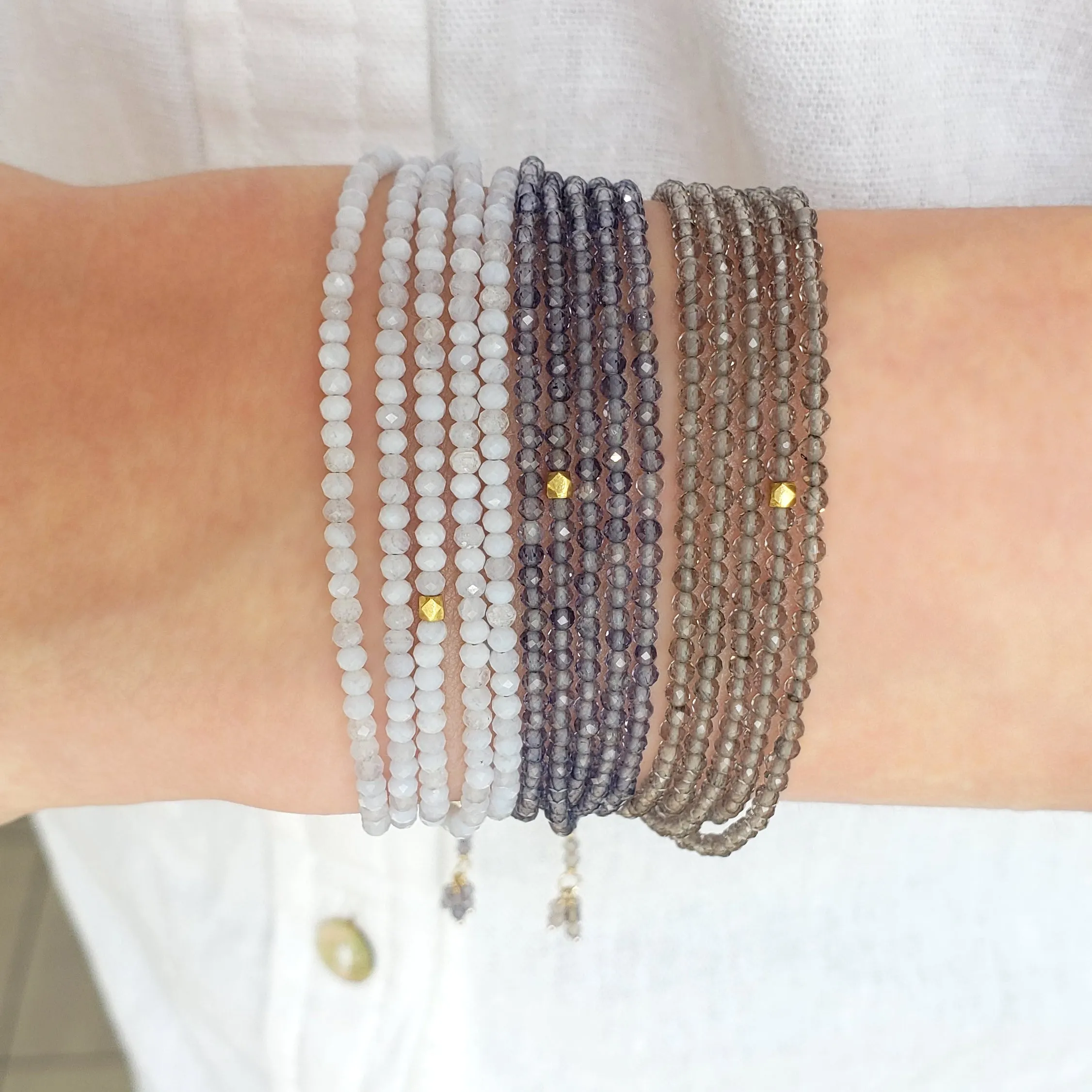 Slate Moonstone Wrap Bracelet - Necklace