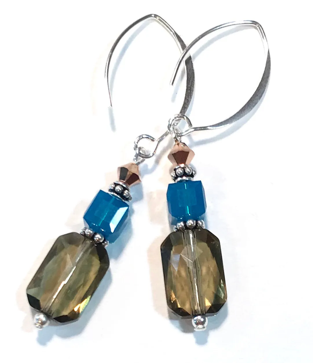 Smoky Quartz Crystal Earrings - Sterling Silver