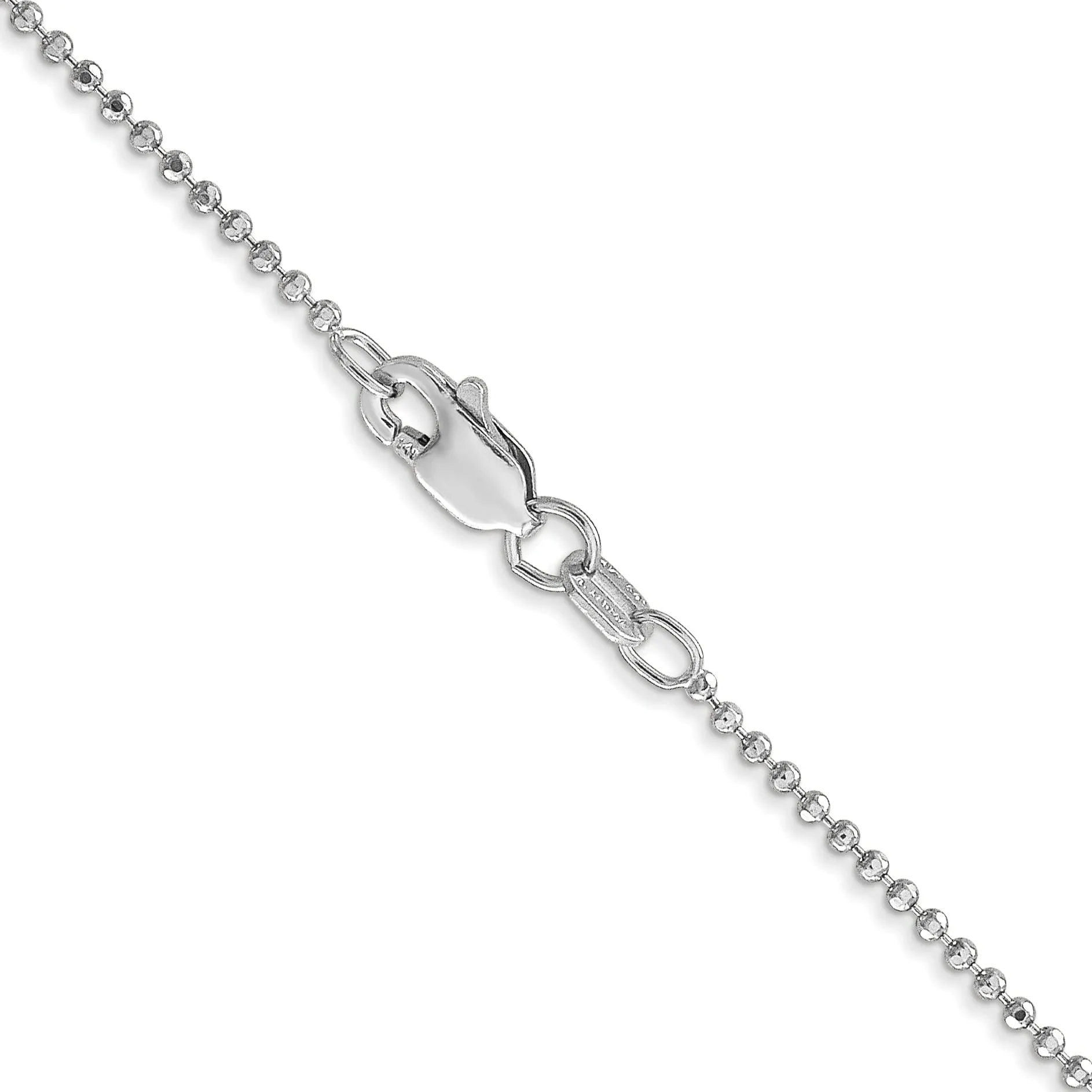 Solid 14k White Gold Beaded Pendant Chain