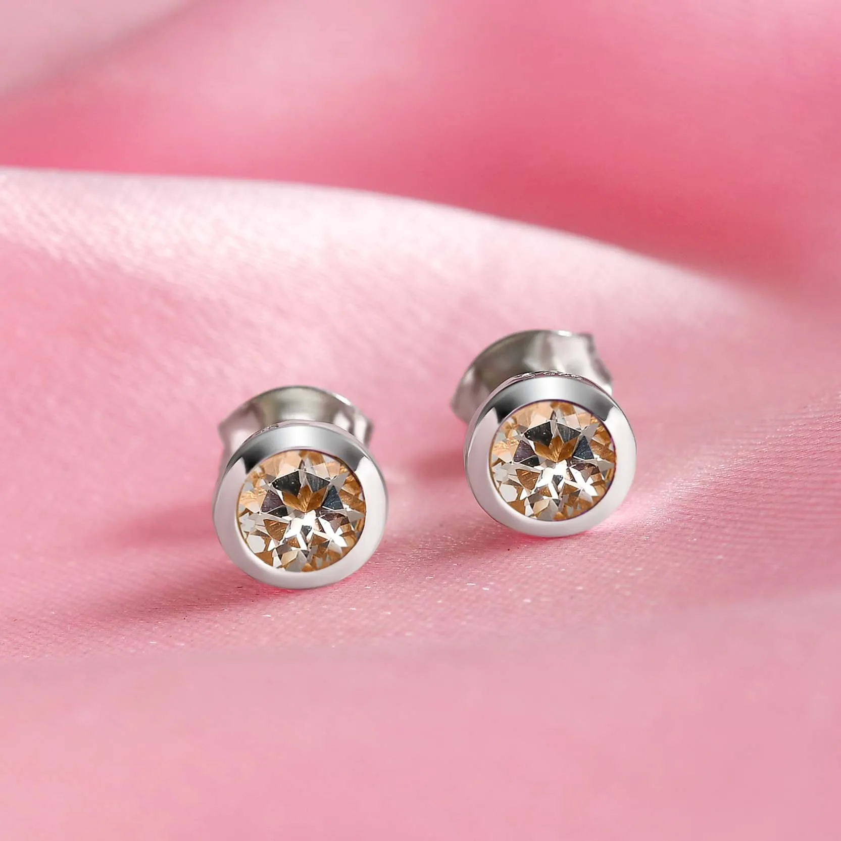 Solitaire Birthstone Stud Earrings