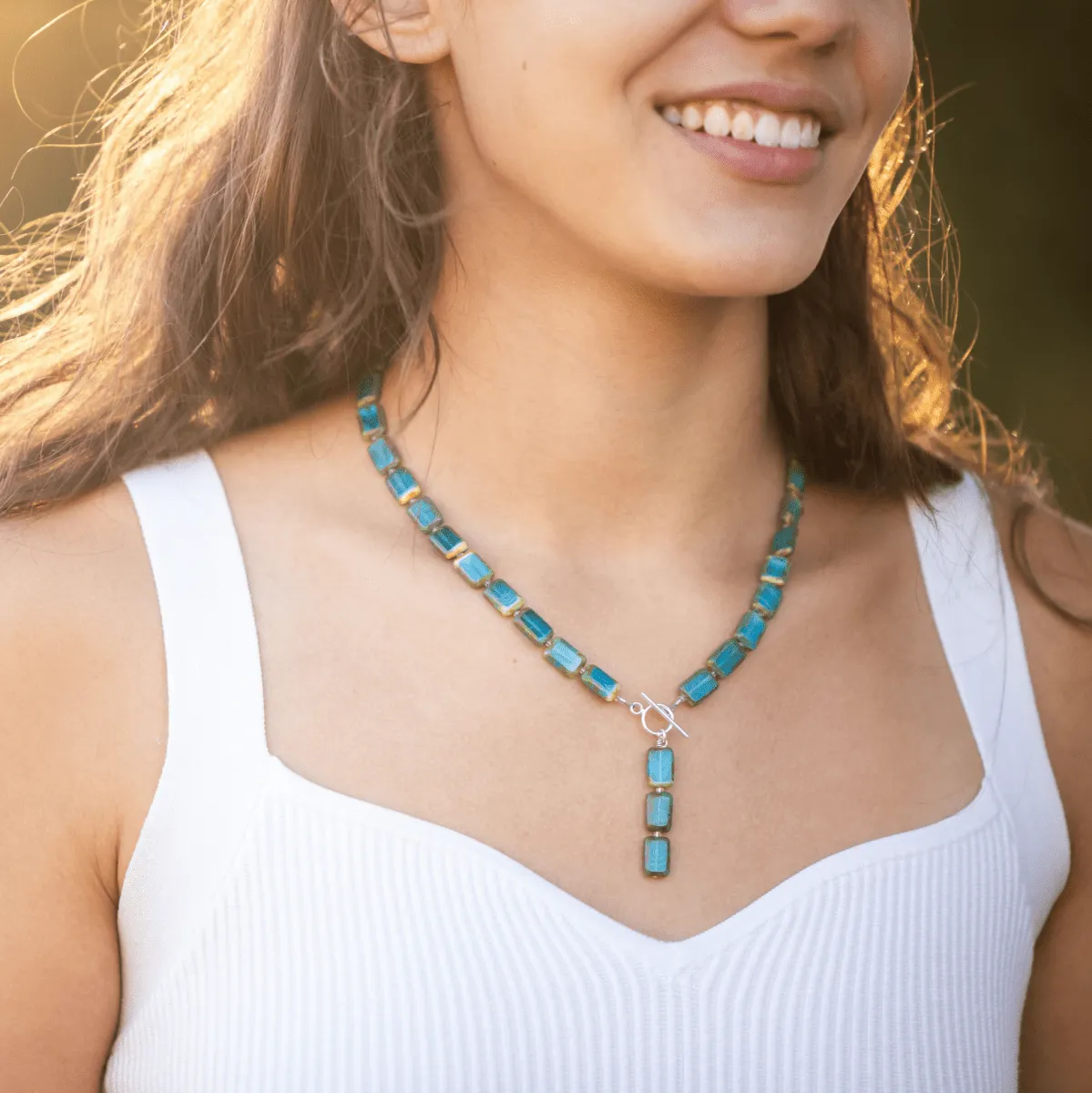 Teal Swirl 18" Necklace, Trilogy