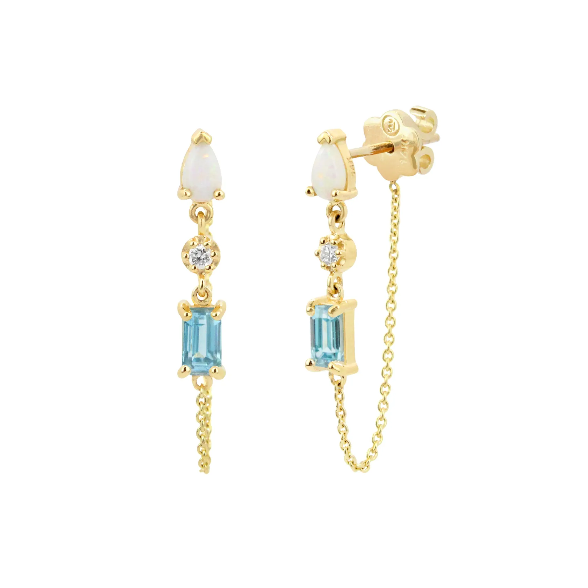 The Everyday 14K Cabochon Gemstone Chain Dangles